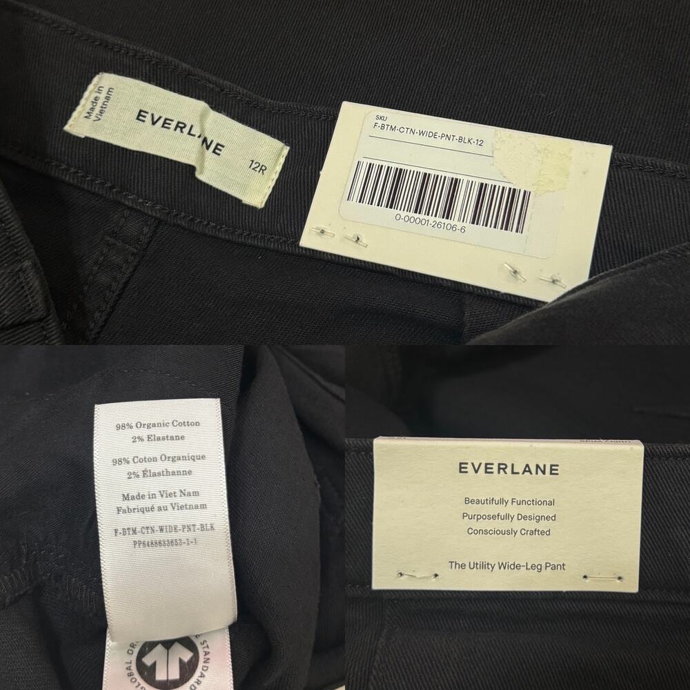 Everlane The Utility High Rise Wide-Leg Pants in Black size 12R NWOT - Picture 3 of 8